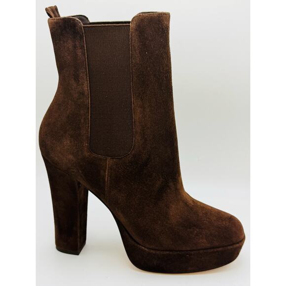 PAIGE Chocolate Suede round Pointed Kyra Ankle Boots  size 10.5 - Picture 2 of 10